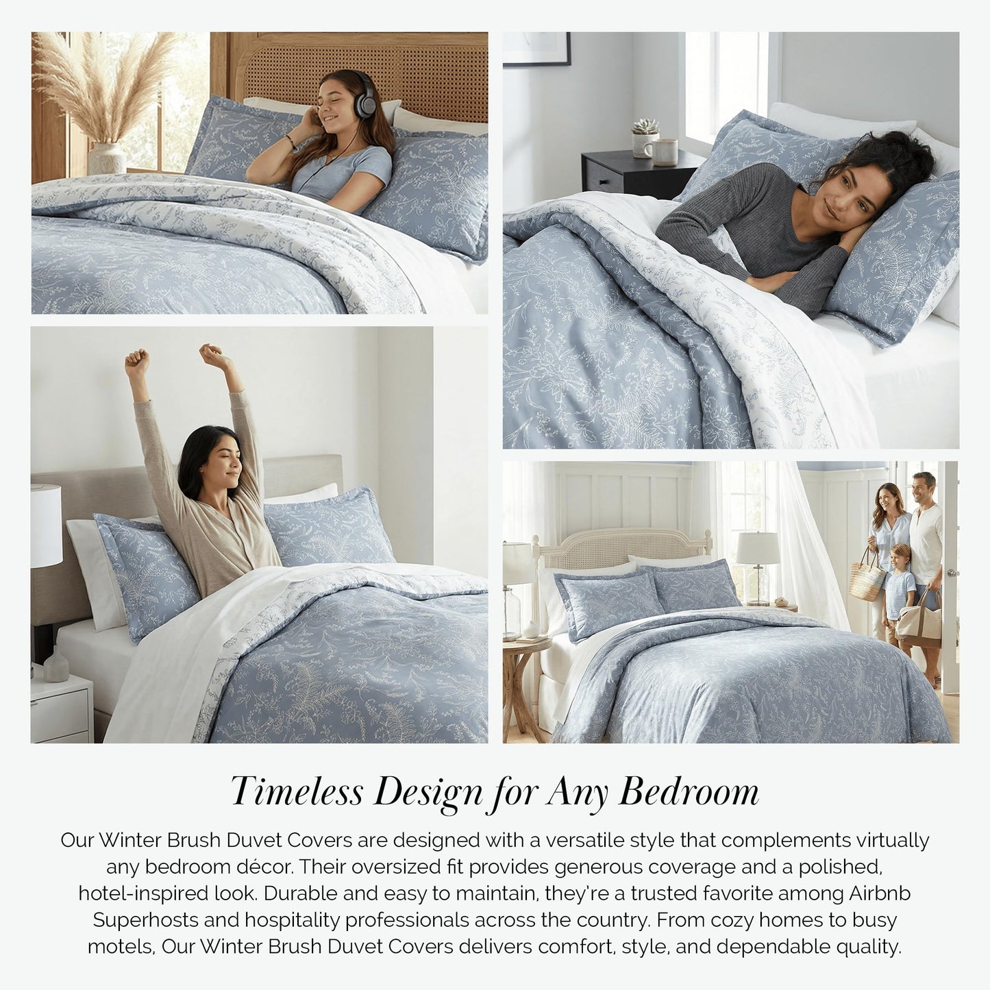 SouthShore FINE LINENS Winter Brush Collection - Premium Quality, Soft, Wrinkle, Fade, & Stain Resistant, Easy Care, Oversized Duvet Cover Set, King / California King, Dusty Blue
