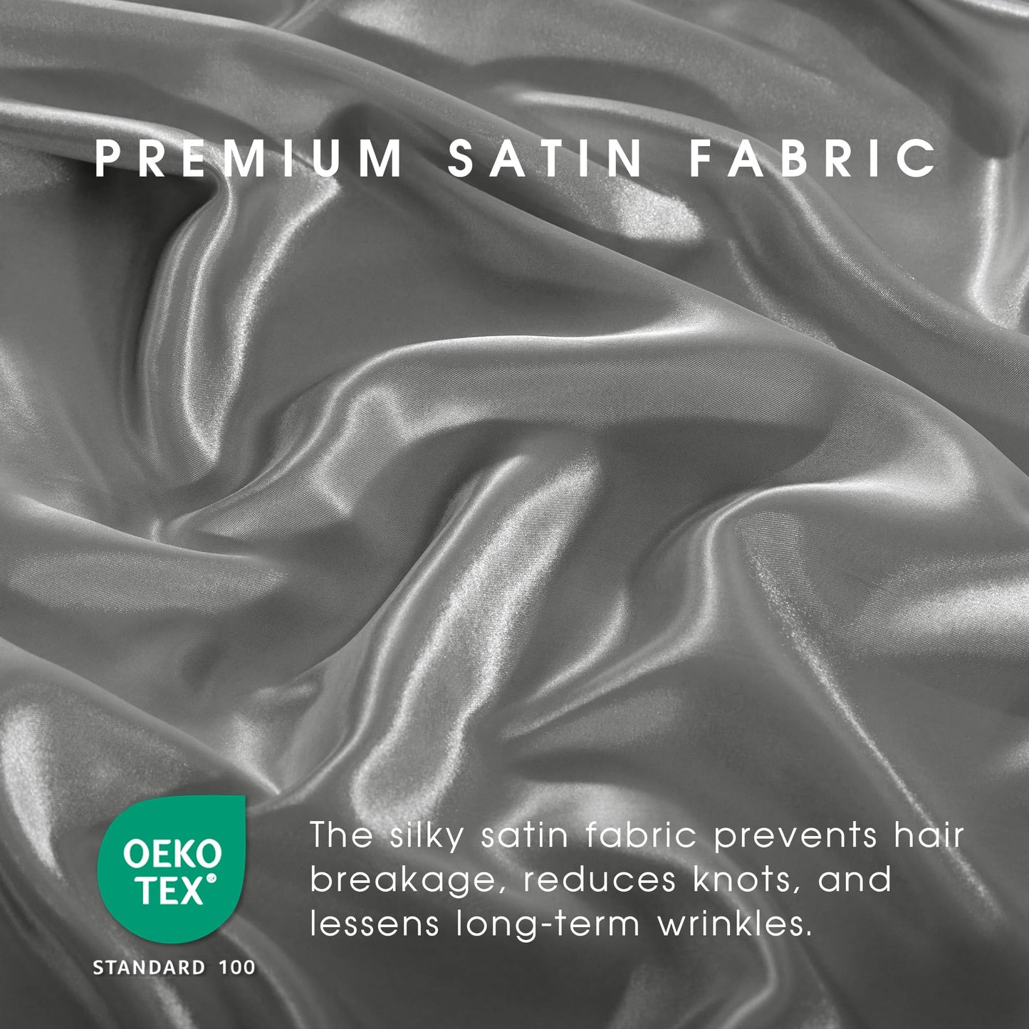 FreshCulture Satin Sheets Full Size - 4 Piece Luxury Soft Silky Full Size Bed Sheets, Similar to Silk Bed Sheet Set with 1 Deep Pocket Fitted Sheet, 1 Flat Sheet & 2 Pillowcases (Light Grey)