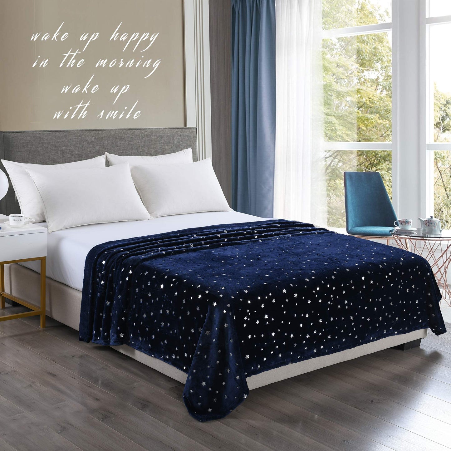 NANPIPER Throw Blanket, Ultra Soft Thick Microplush Bed Blanket, All Season Premium Fluffy Microfiber Fleece Throw for Sofa Couch (Twin Size 65"x80", Navy Blue)