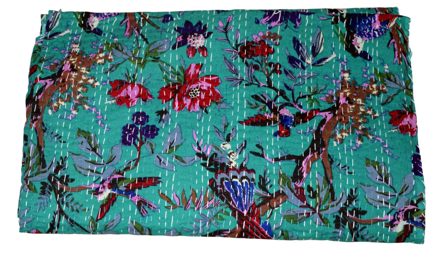 Arprani Boho Quilts Queen Size Cotton Quilt Blanket Throw Bedding Set Indian Blanket Vintage Kantha Quilt Reversible gudari Jaipuri bedsheets