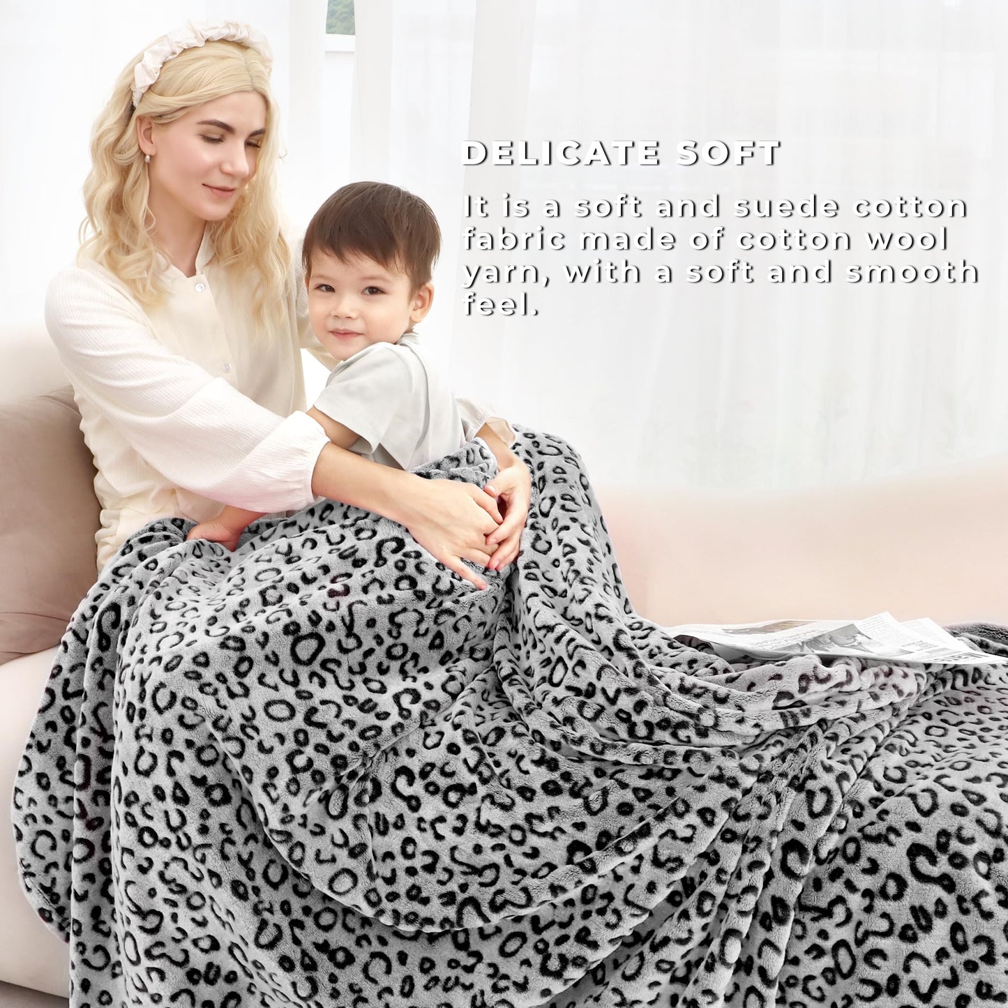 Black Throw Blanket for Couch - Soft Fleece Leopard Blanket Cozy Warm Black Fuzzy Blankets for Men Women Bed