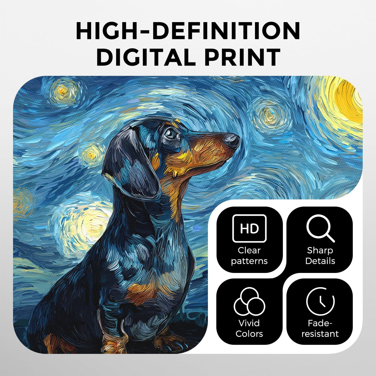 95% Blackout Starry Night Curtains - Oil Painting Dachshund Curtains for Bedroom Living Room Decor, Sausage Dog Home Decor, Thermal Grommet Black Out Drapes 84 Inches Long 2 Panel Set X59