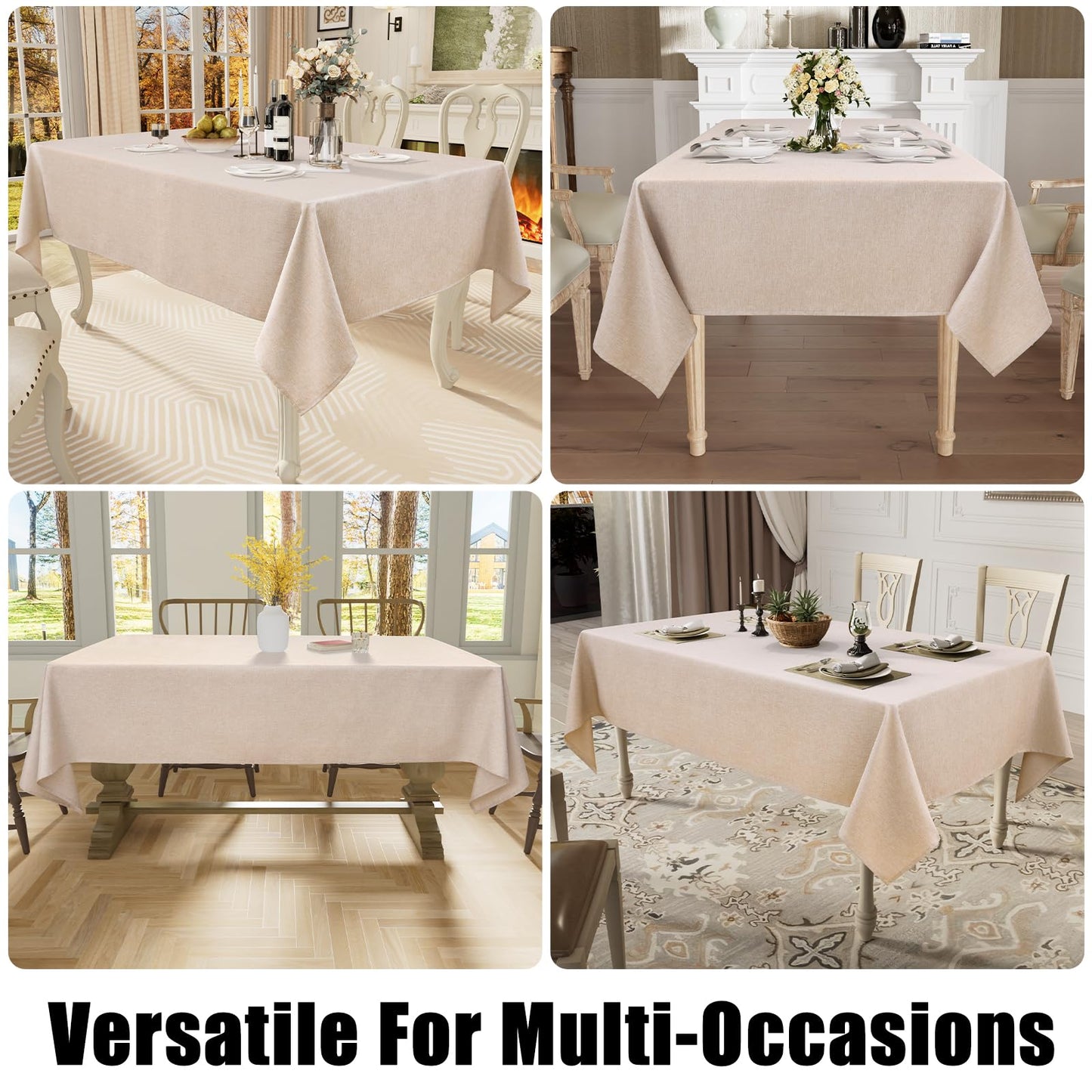 Smiry Rectangle Table Cloth Linen Textured, Waterproof Spillproof Anti-Wrinkle Burlap Tablecloth, Washable Decorative Fabric Table Cover for Dining, Party, Banquet, 52 x 70 Inch, Linen