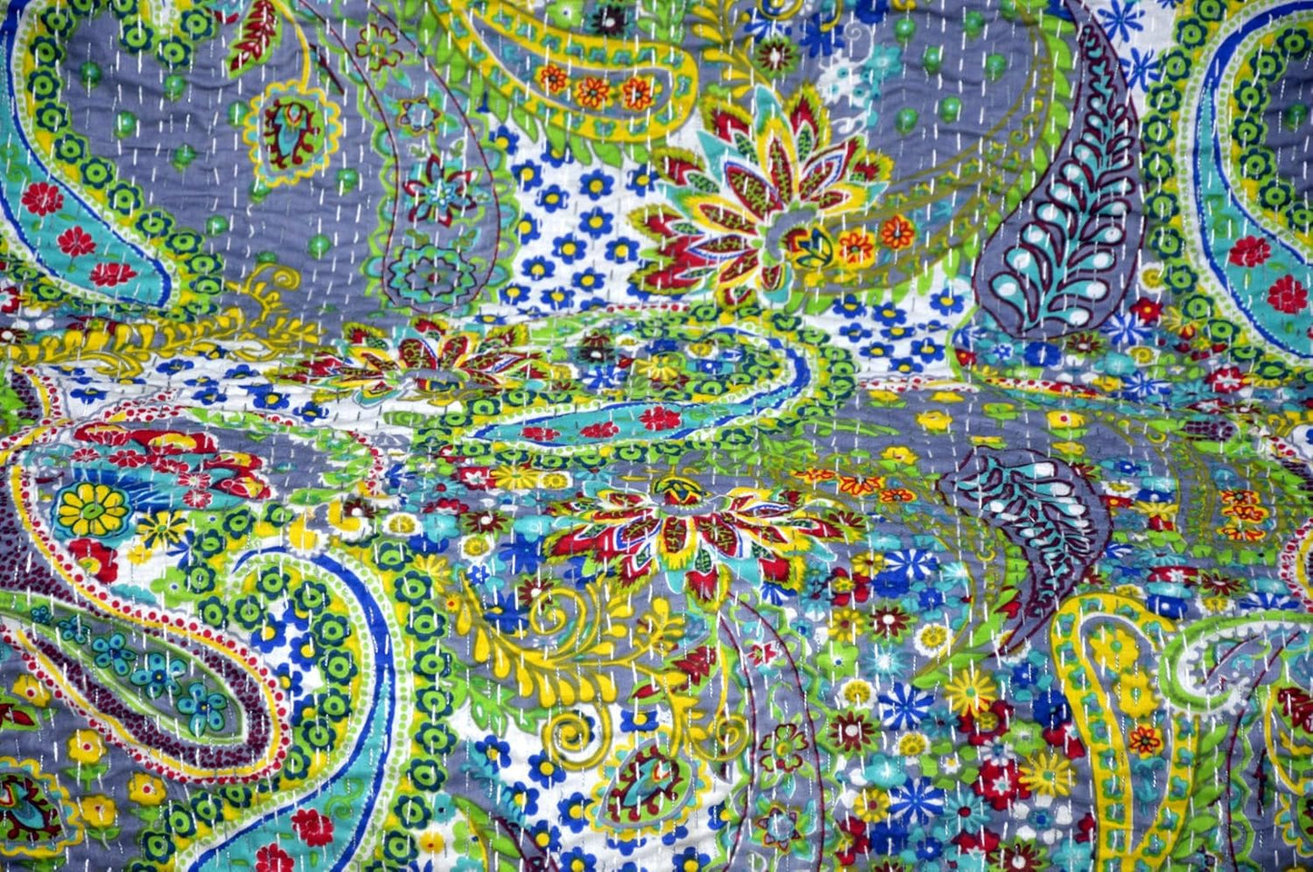 Arprani Indian Vintage Kantha Quilt Set Handmade Cotton Throw Blanket Bedspread gudari Paisley Bohemian bedspreads Boho Queen Size Quilt