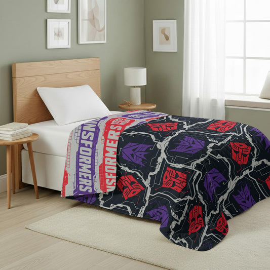 Northwest Transformers Logo Quilted Blanket, Comfy Throw, Adults Boys Girls, Soft Lightweight Bedding for Bed, or Couch, 60 x 80 inches