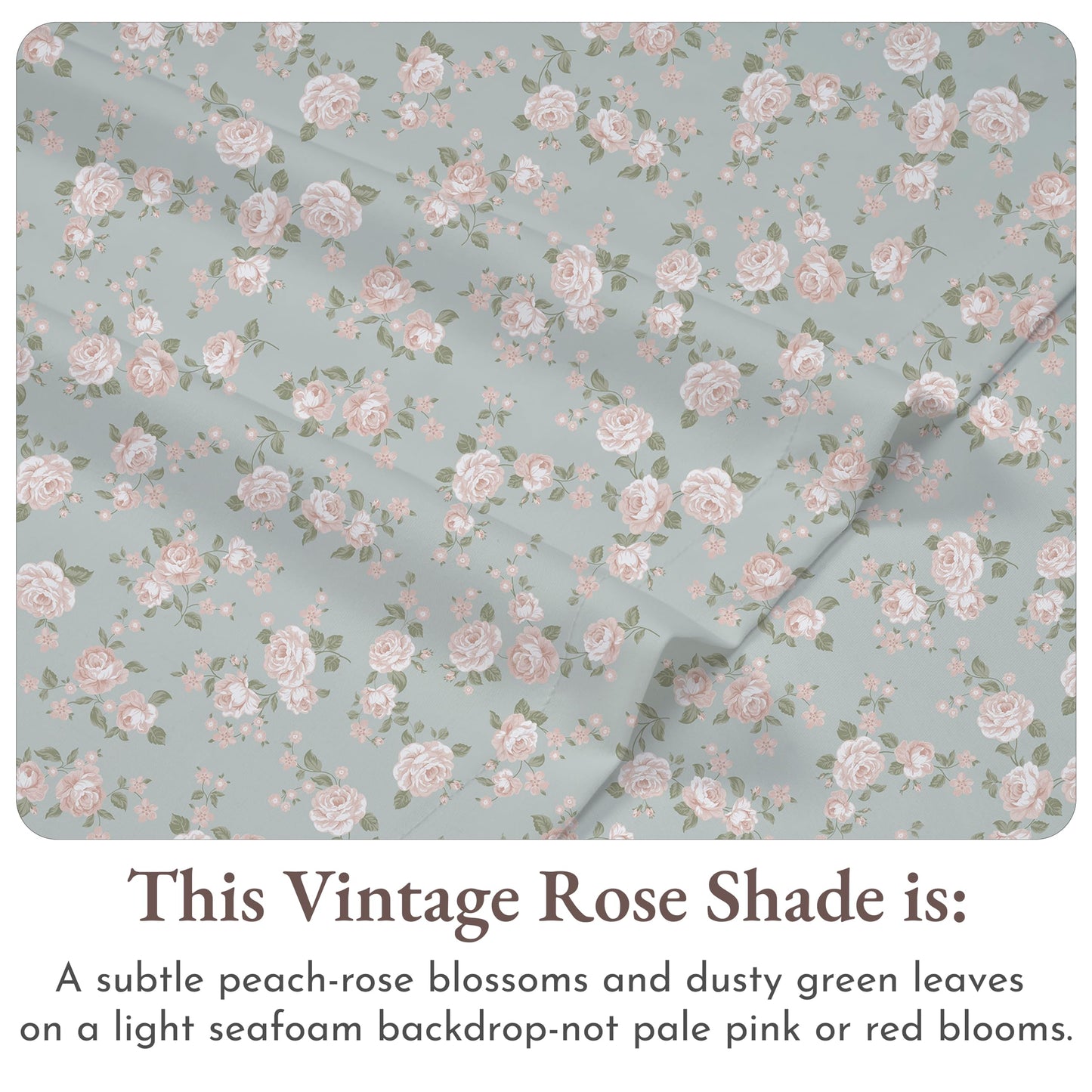 California Design Den Printed Pattern Rose Queen Sheet Set, 100% Cotton Sateen Deep Pocket Queen Sheets & Pillowcase Set - Vintage Rose
