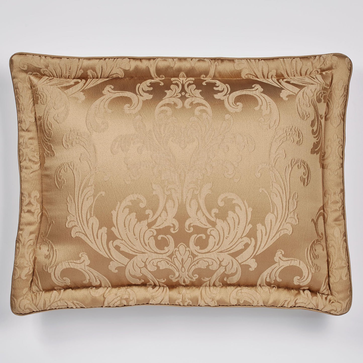 Monaco Luxury Bedding | Royal Monochromatic Metallic Gold Hues | Puff Jacquard-Woven Acanthus Leaf Damask and Scrollwork | 3 Piece Bed Set Includes Oversized California King Bedspread and 2 King Shams
