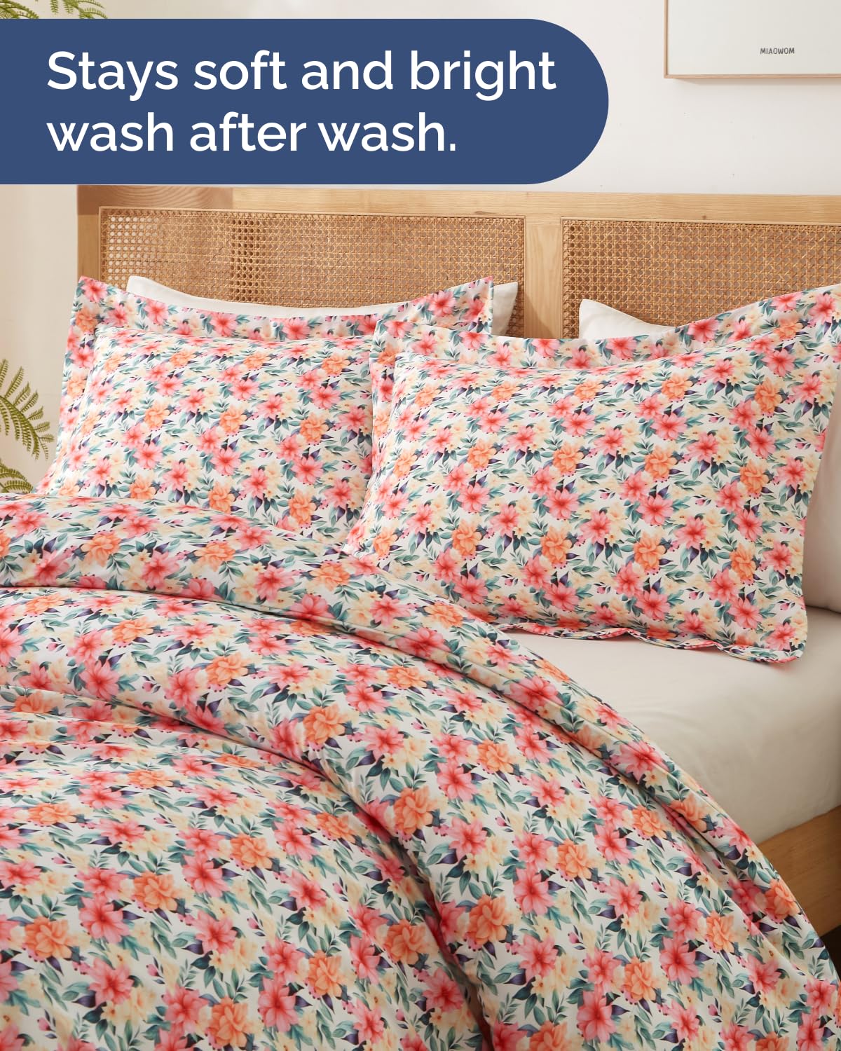 Duvet Cover Twin/TXL Size Set - Extra Soft Floral Duvet Cover 68 x 90 with 1 Pillow Sham - Comfy, Breathable Floral Bedding Set - Hotel Luxury & Fade Free with Zipper Closures & Ties - Blush Bouquet