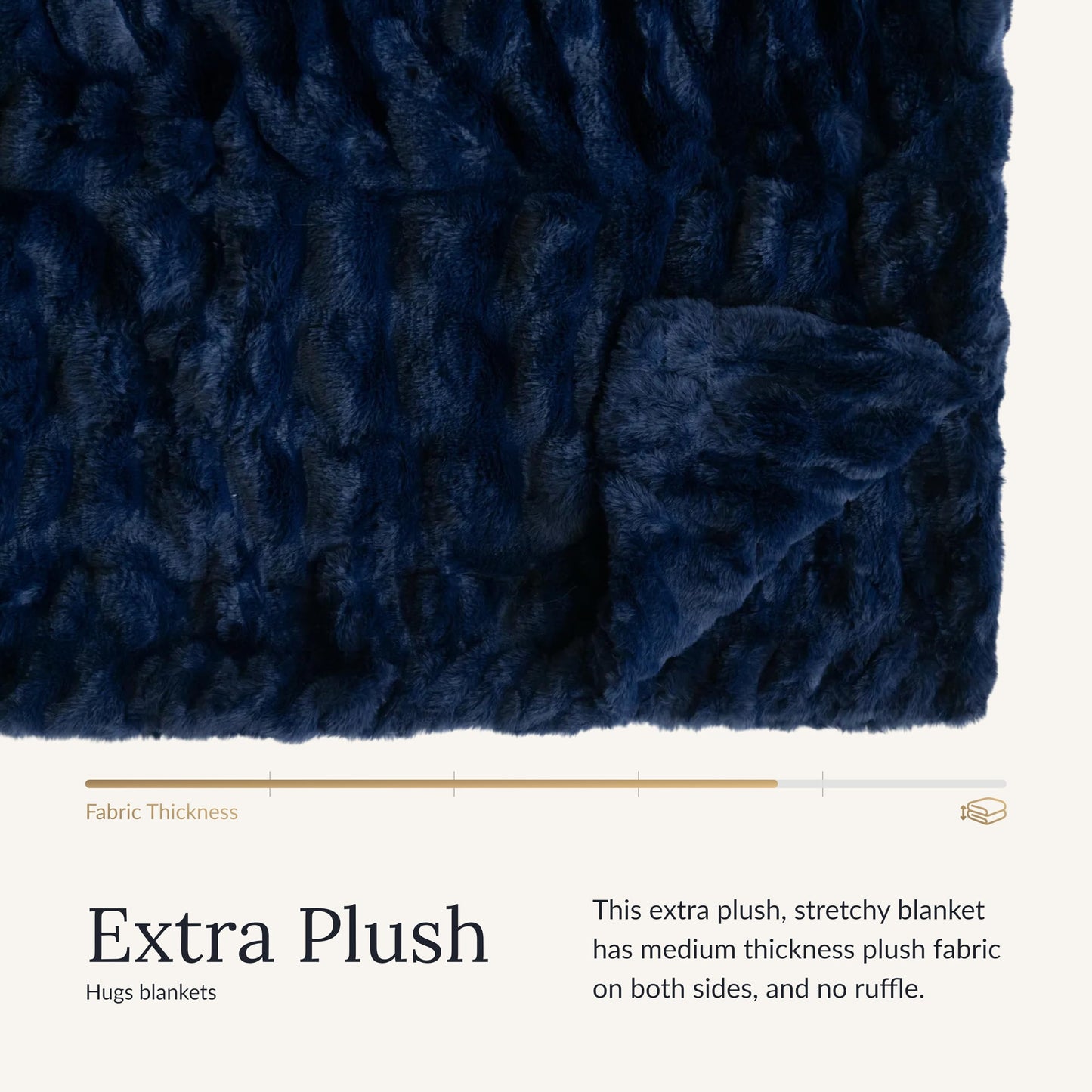 Minky Couture Hugs Blanket - Extra Plush Blanket for Premium Gifting - Stretchy Bubbled Cozy Throw - Silky Smooth - Durable & Machine-Washable - Travel-Friendly - Adult, Navy