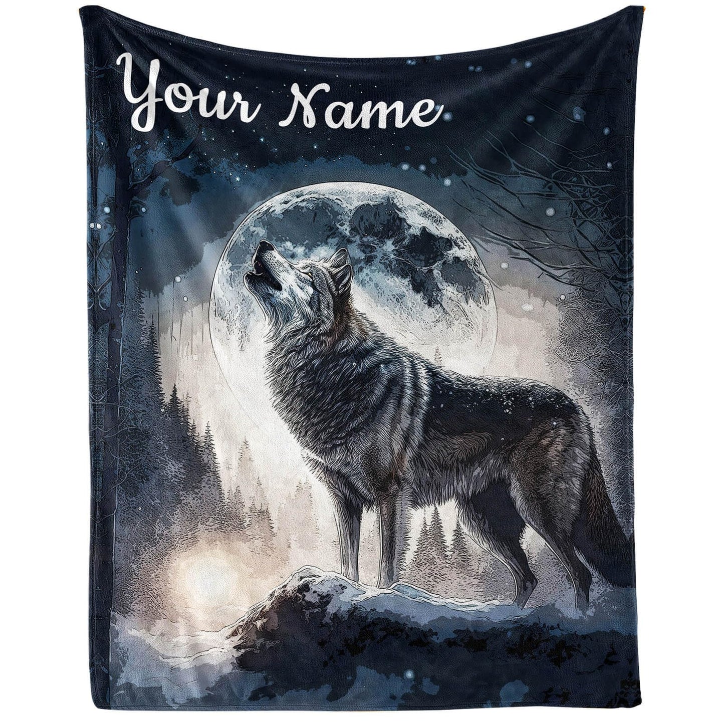 Homieblanket Custom Howling Wolf Blanket with Name for Boys Girls, Personalized Cool Wolf Themed Design Printed Throw Blankets for Kids Lap, Chair Sofa, Giftable Blanket, 40"x 50"