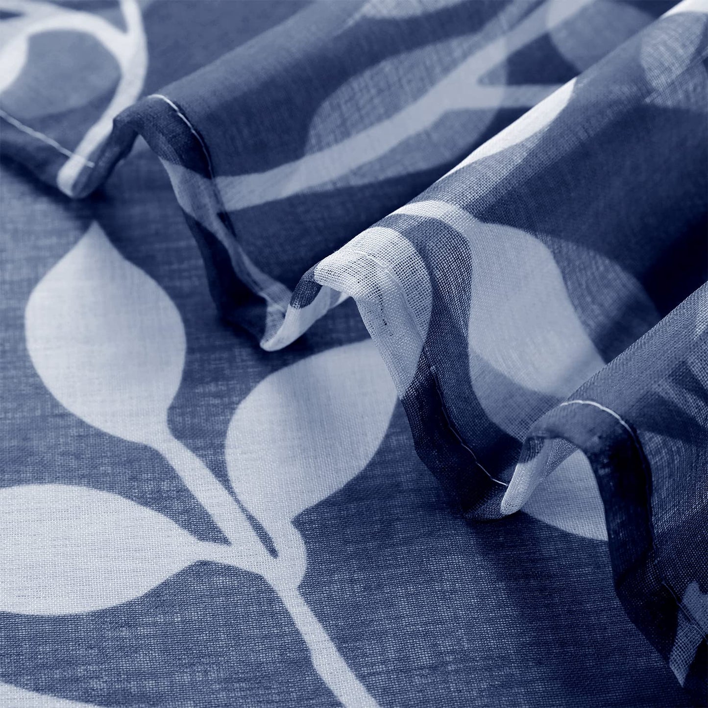 XTMYI Bathroom Curtains Window Short,Small Window Curtains Treatments for Kitchen,36 Inch Length,Navy Blue and White