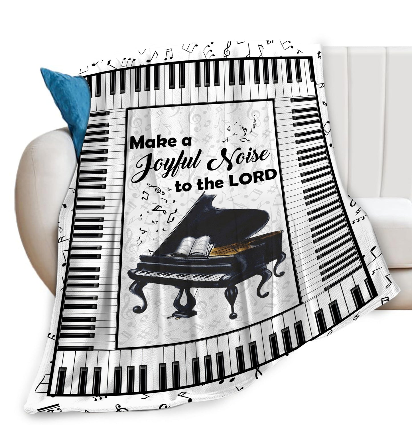 Piano Print Blanket Piano Keys Music Notes Musical Throw Blankets for Couch Sofa Bed Stuff Decor Lightweight Soft Cozy Fleece Plush Warm Flannel Blanket Gifts for Girls Boys Kids Adults 40"x50"
