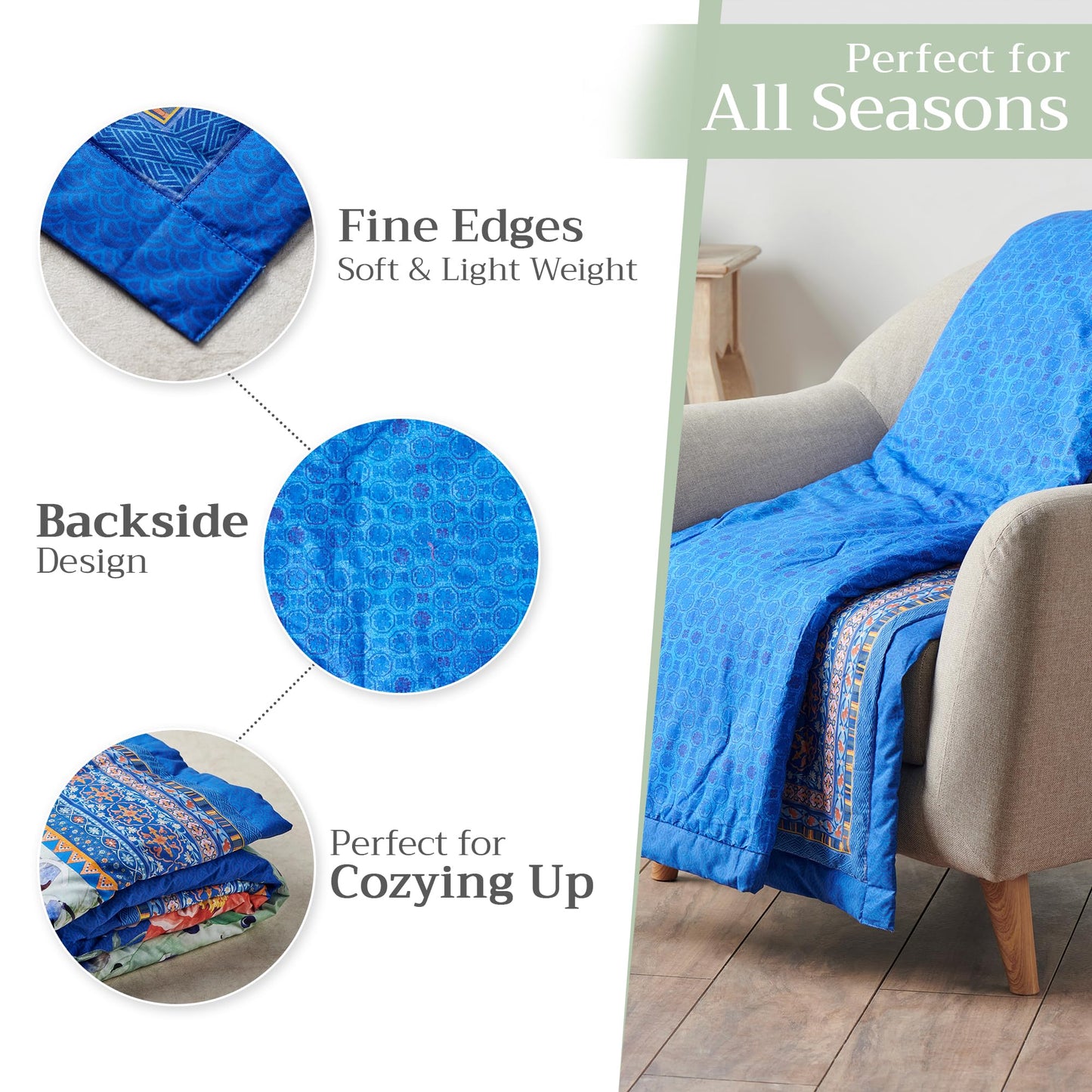 Maison d' Hermine Throw Blanket for Couch Lightweight Soft Warm Breathable Cotton Throw Blankets for Bed Girls Boys Women Men Gifts Room Spring Summer (Secret Garden - Peacock, 60" X 80")