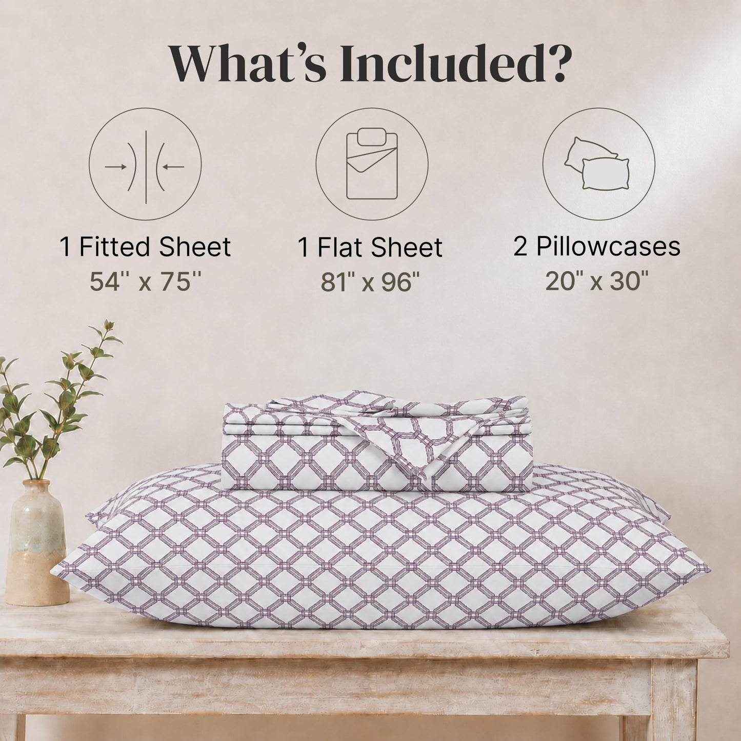 Modern Threads Printed 4-Piece Extra Soft Bedding Sheets & Pillowcase Set, Deep Pocket up to 16 inch Mattress Cara Full