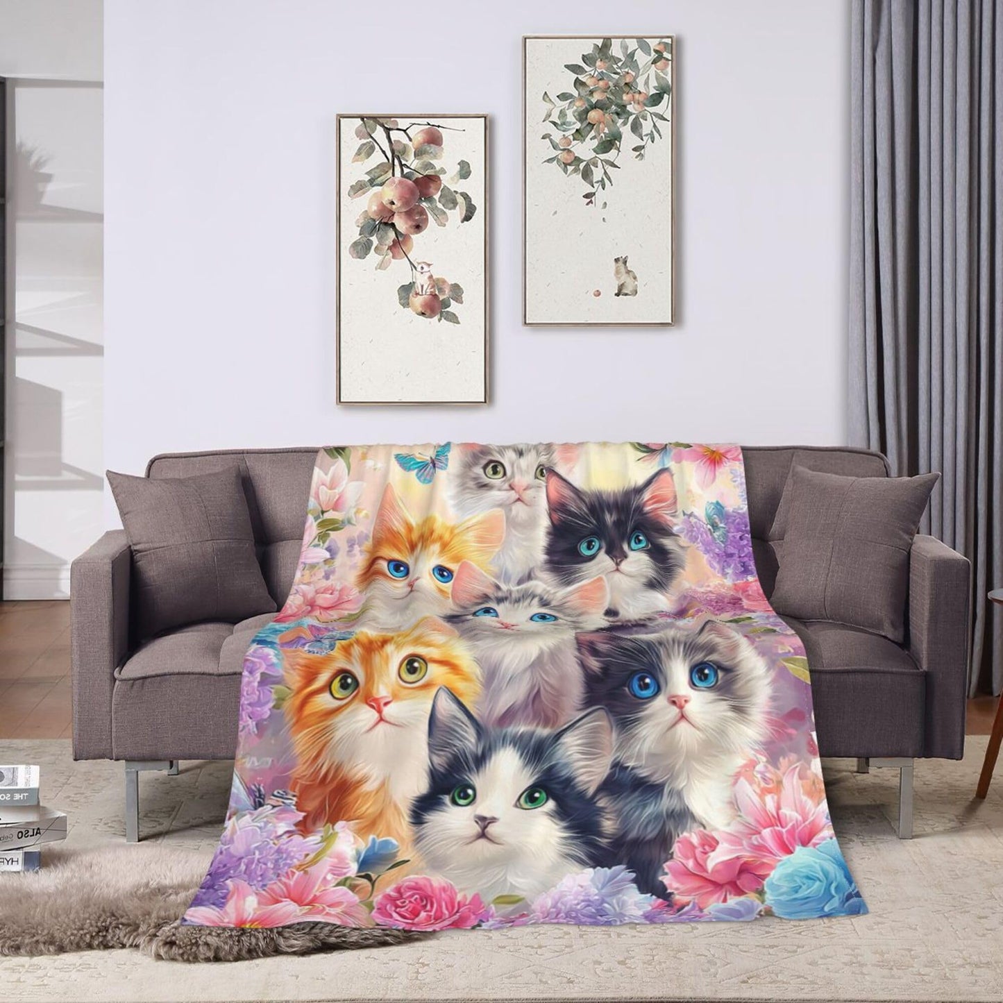Cute Cat Blanket Cat Fleece Throw Blanket Super Soft Fuzzy Plush Cozy Warm Cats Decor Stuffed Bedding Blankets Gift for Boys Girls Men Women Kids & Adult 50"x40"