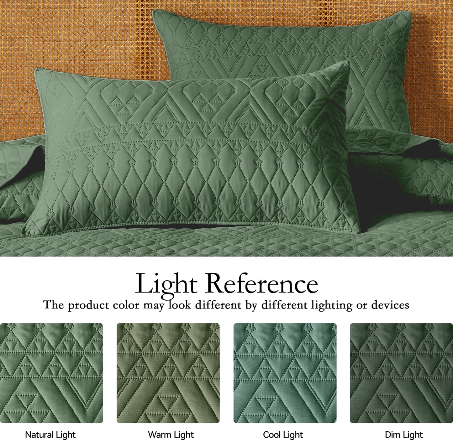 akkialla King/Cal King Size Quilt Bedding Set,Green Lightweight Microfiber Soft Bedspread,Modern Style Geometric Pattern Coverlet Set for All Seasons,3 Piece(1 Quilt,2 Pillow Shams)