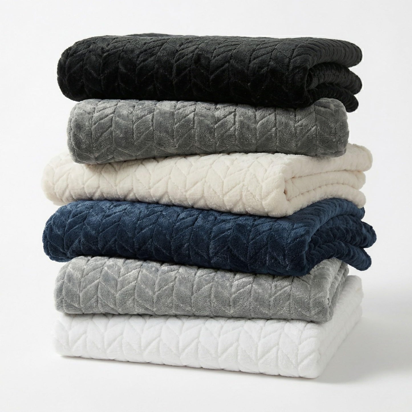 Superior Hope Herringbone Fluffy Fleece Blanket, Soft Plush Embossed Chevron Throw for Couch, Bed and Living Room Decor, Bedroom Essentials, Cozy Lightweight All Season Cover, King Size, White