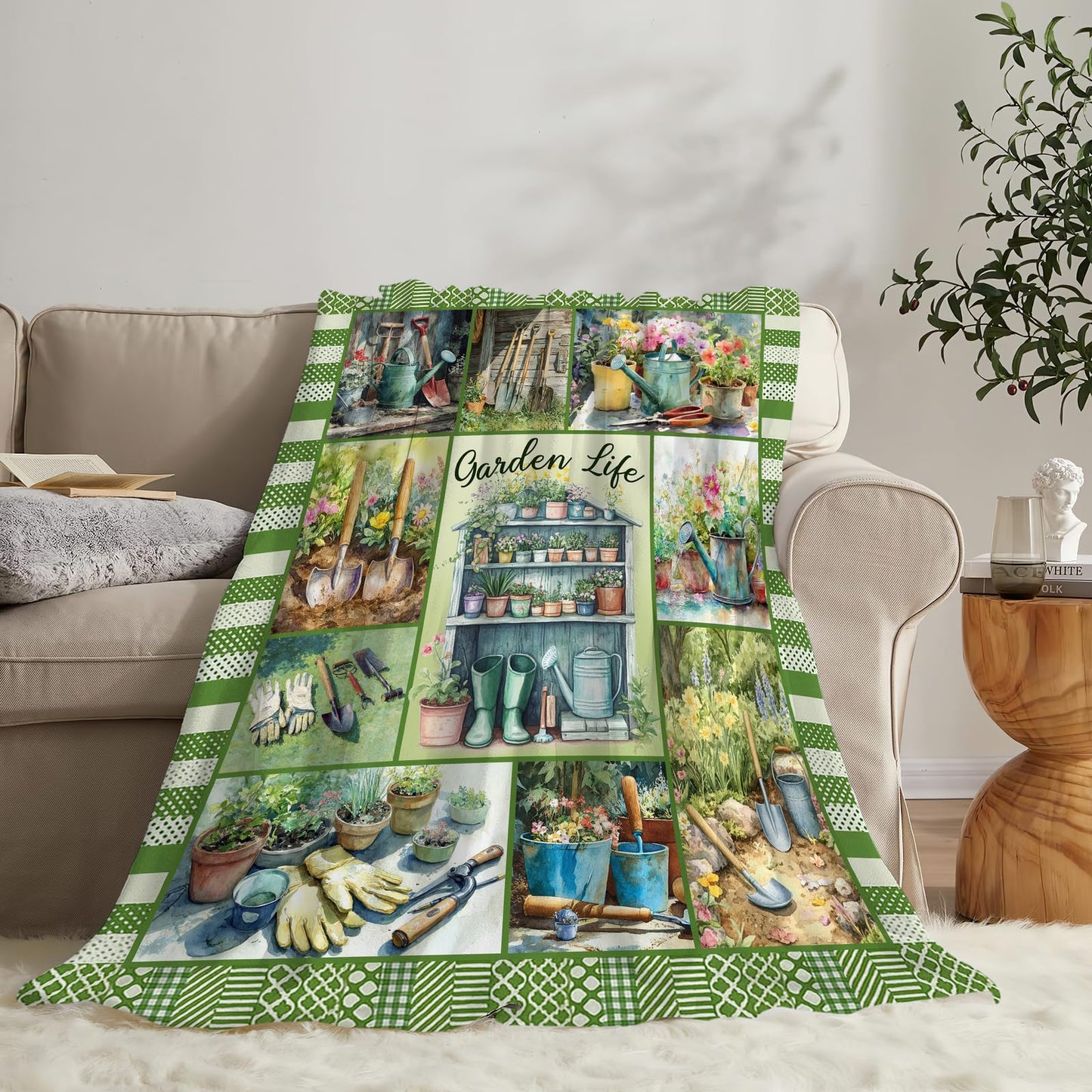 Plant Gardening Blanket Soft Fuzzy Fleece Plants Flower Garden Life Blankets Decor Cozy Warm Plush Flannel Blanket Gifts for Boys Girls Men Women Home Chair Sofa Couch Bed 50"X40"