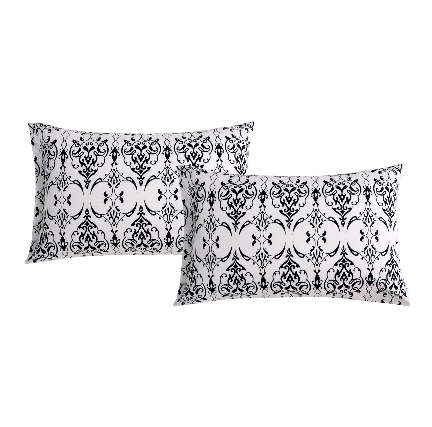 Spirit Linen home 6-Piece Twin Size Bed Sheet Set - Deep Pocket, Scroll Pattern, Soft and Breathable Bed Sheets, Microfiber Material, Includes 1 Fitted, 1 Flat, 4 Pillowcases - Black/White Scroll