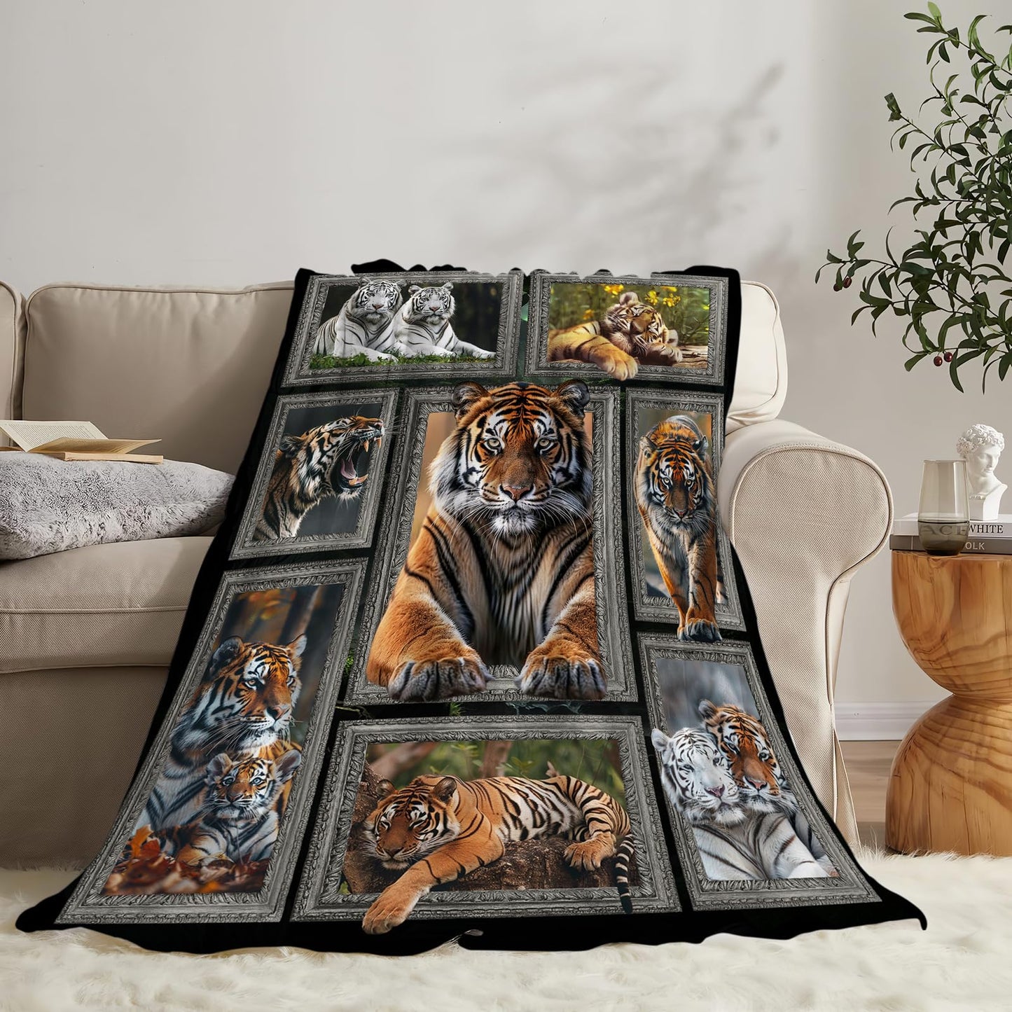 Baegopa Tiger Blanket Wild Animal Throw Blanket 50"X40"
