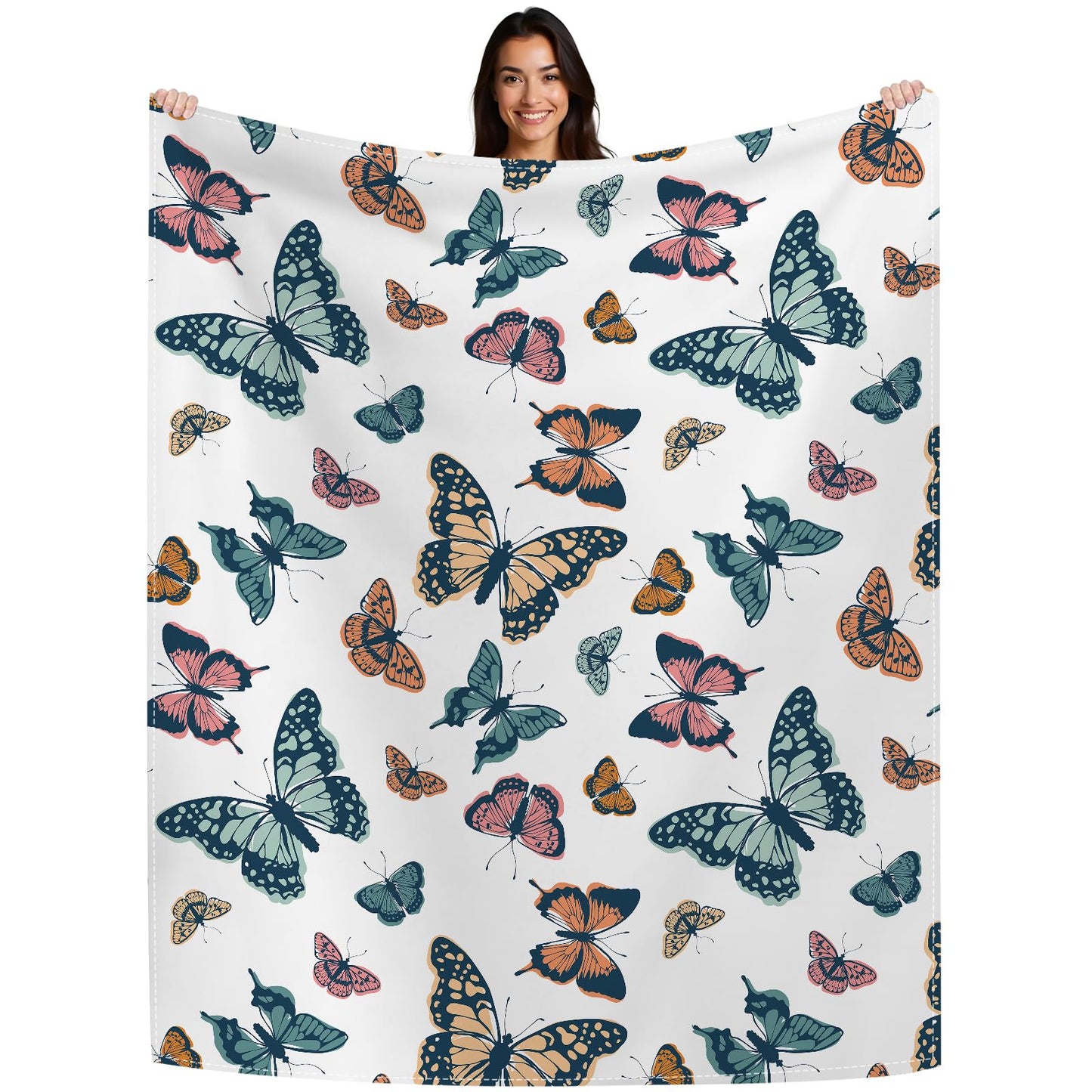Butterfly - Themed Soft Flannel Blanket Lightweight Decor for Home, Great Gift for All Seasons for Women, Girls, and Lovers of Butterflies (50"x60")