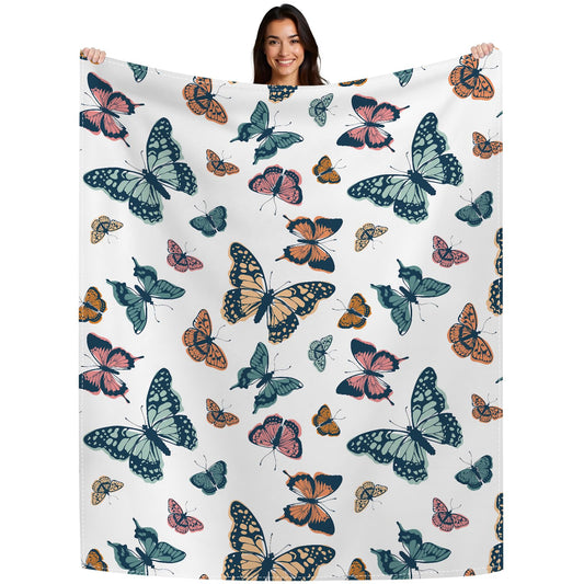 Butterfly - Themed Soft Flannel Blanket Lightweight Decor for Home, Great Gift for All Seasons for Women, Girls, and Lovers of Butterflies (50"x60")