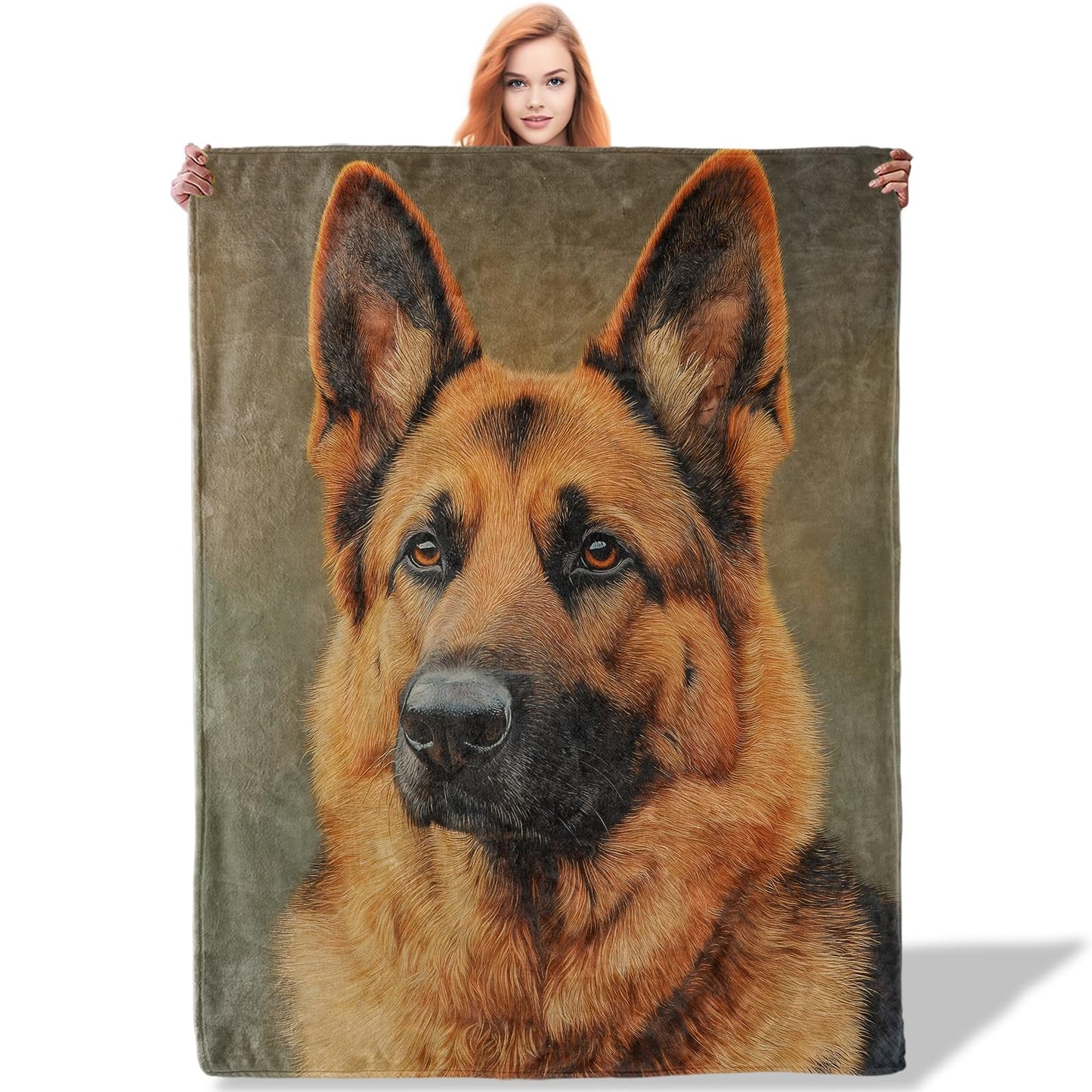 Plistiz German Shepherd Throw Blanket 50x60, Soft Flannel Dog Theme Blankets for Living Room Decor, Women's Gifts
