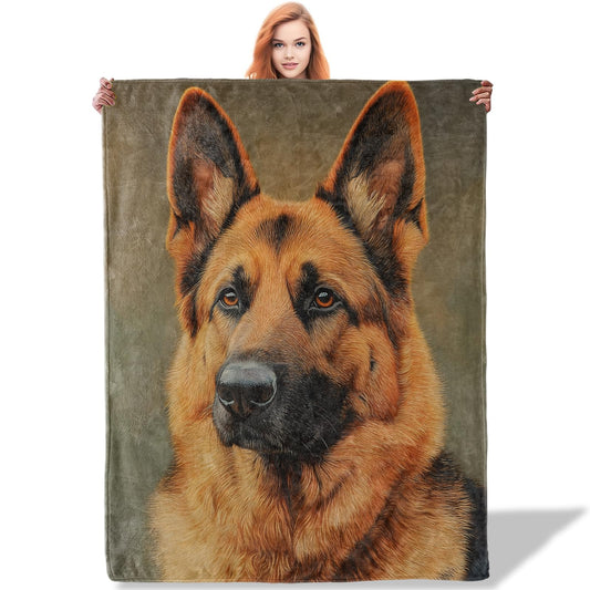 Plistiz German Shepherd Throw Blanket 50x60, Soft Flannel Dog Theme Blankets for Living Room Decor, Women's Gifts