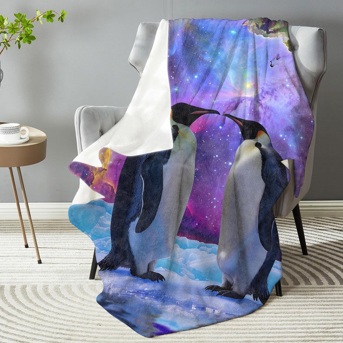 dhakalrlde for Adorable Penguin Throw Blanket - Plush, Soft&Comfy Flannel Blanket - Lightweight Blanket for Couch, Bedroom, Travel, Bed 50in×60in