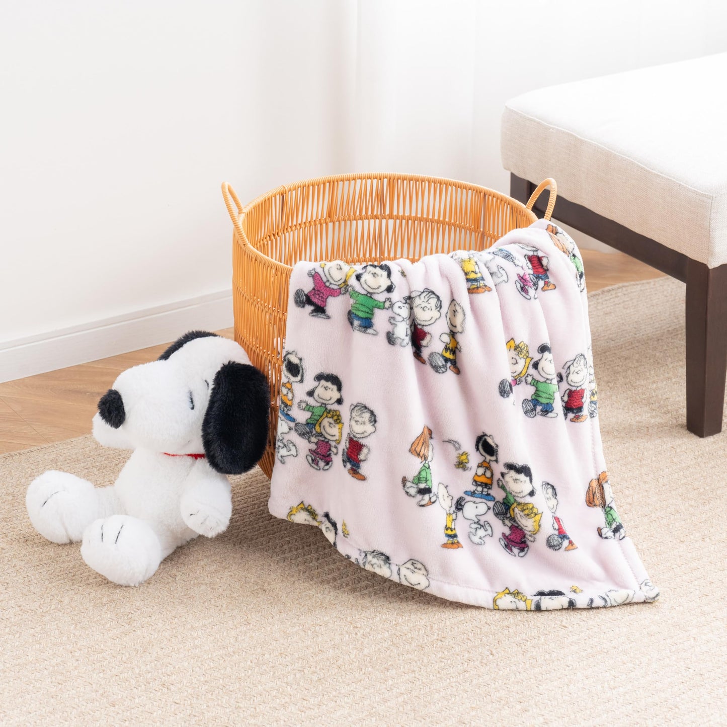 Berkshire Blanket Peanuts® VelvetLoft® Cute Character Snoopy Plush Throw Blanket,Peanuts Laughing Robe Lilac,Throw 55 in x 70 in (Official Peanuts® Product)