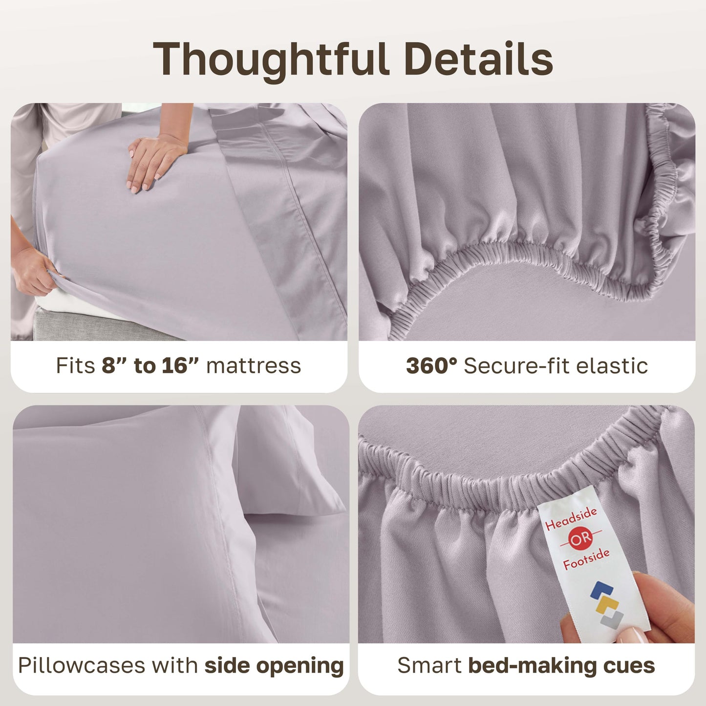 CALIFORNIA DESIGN DEN 5-Star Hotel 600 Thread Count 100% Cotton Sheets Set - Soft & Smooth Queen Sheet Set with Deep Pockets, Quality Beats Egyptian Cotton Claims (Lavender)