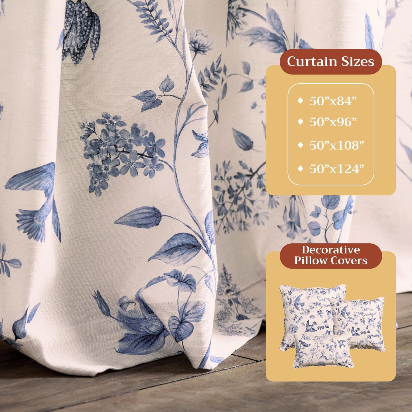 Maison d' Hermine Curtains for Living Room 100% Cotton 96 inch Length One Panel Light Filtering Curtains for Windows with Rod and Loop Pockets Spring Summer (Neo Ipomee - Beige, 50" W x 96" L)
