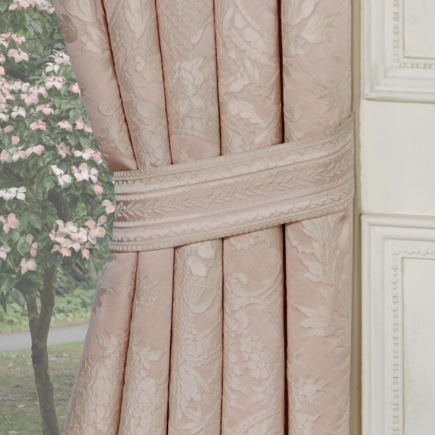 Marquessa Luxury Empire Window Valance & 84L Curtains Set, Blush Pink