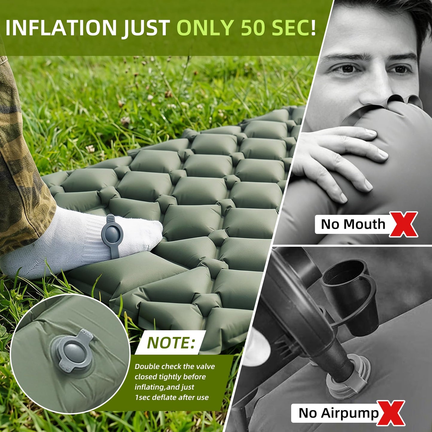 Ultralight Camping Sleeping Pad Mat, Compact Air Mattress for Backpacking