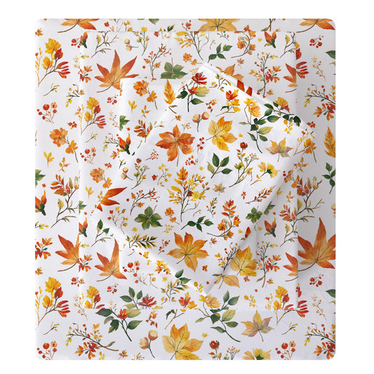 Viviland Floral Twin Sheet Set - 3 Piece Vintage Orange Maple Leaves Patterned Bed Sheets - Soft, Breathable Microfiber Sheets with Deep Pocket, Non-Slip Fitted Sheets & Pillowcases