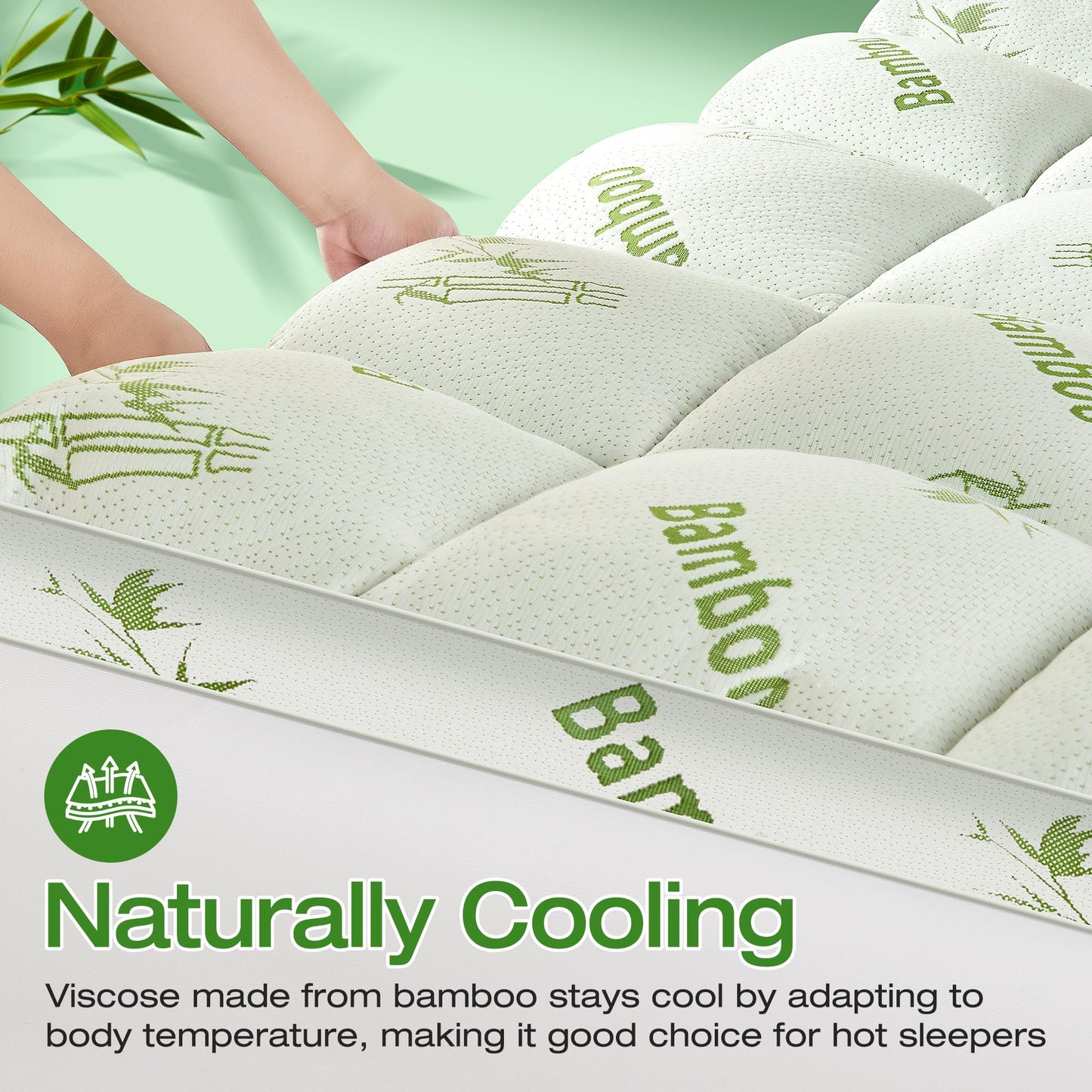 Easthome Mattress Topper Queen Size Viscose Derived from Bamboo, Thick Soft Pillow Top Mattress Pad Cover for Back Pain, Mattress Protector with 8-21 Inch Deep Pocket, White