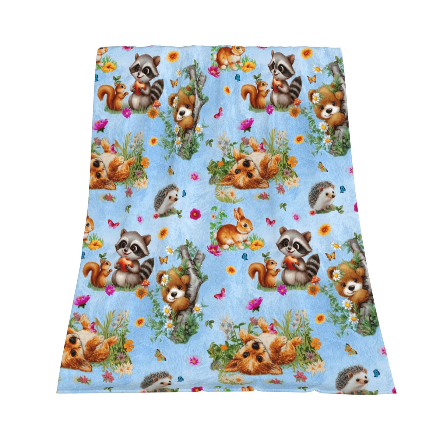 Cute Animals Floral Butterfly Bunny Flannel Blanket Throw Soft Cozy Blanket for Living Room Couch Sofa Bed 50 x 60 Inches