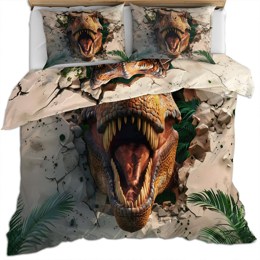 PAISUOQ Dinosaur Bedding Sets, Abstract Animal Duvet Cover Queen, Funny Dinosaurs Comforter Cover with Zipper Ties, 3 Pieces with 2 Pillowcases, Home Decor & Gifts