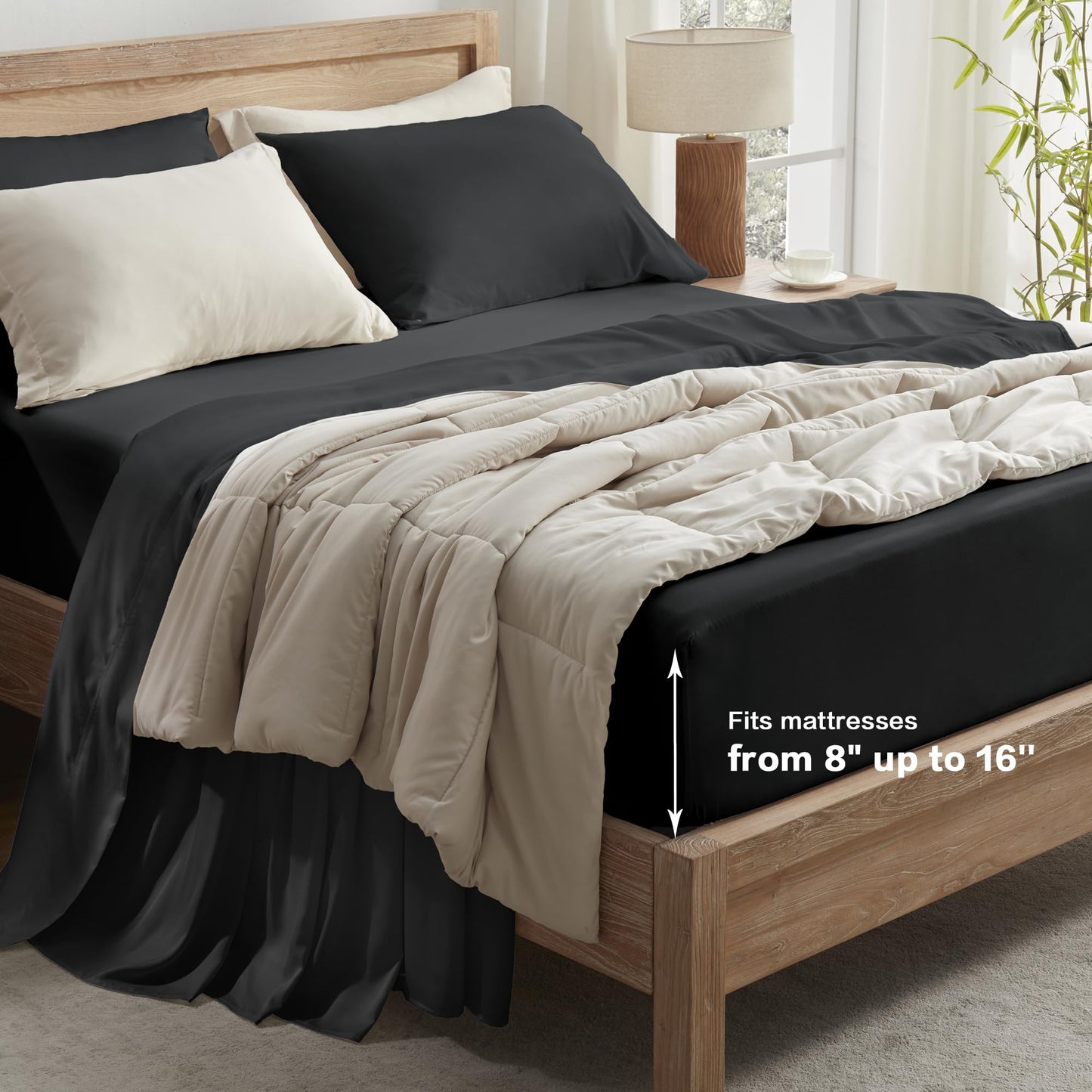Andency Black King Size Sheets Set, 100% Viscose Derived from Bamboo, Cooling King Sheets, Deep Pocket Up to 16", Silky Soft Bed Sheets, Hotel Luxury Breathable Bedding Sheets & Pillowcases…
