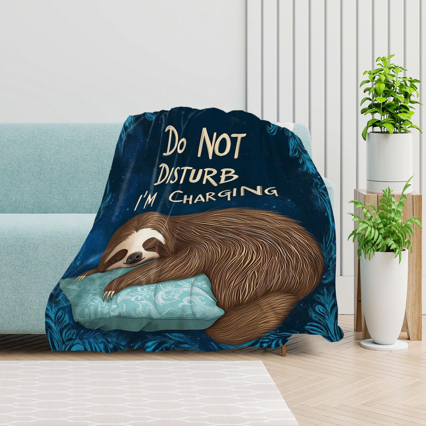 keepitcozi Sloth Throw Blanket for Adult Kids, Sloth Lovers Gifts Blanket Cute Animal Home Room Decor, Flannel Soft Blanket for Bed Couch 50"x60"