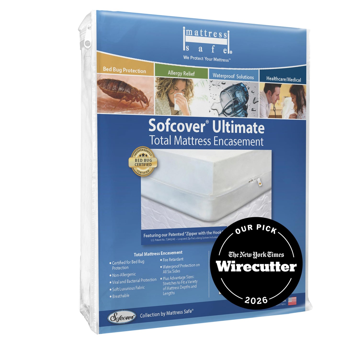 Mattress Safe® Sofcover® Ultimate Mattress Encasement- Full/Full XL, Fits 54x75-80 and 9-15"(D) Waterproof, Hypoallergenic, Certified Bed Bug Protection, Breathable, Protective Barrier from Stains