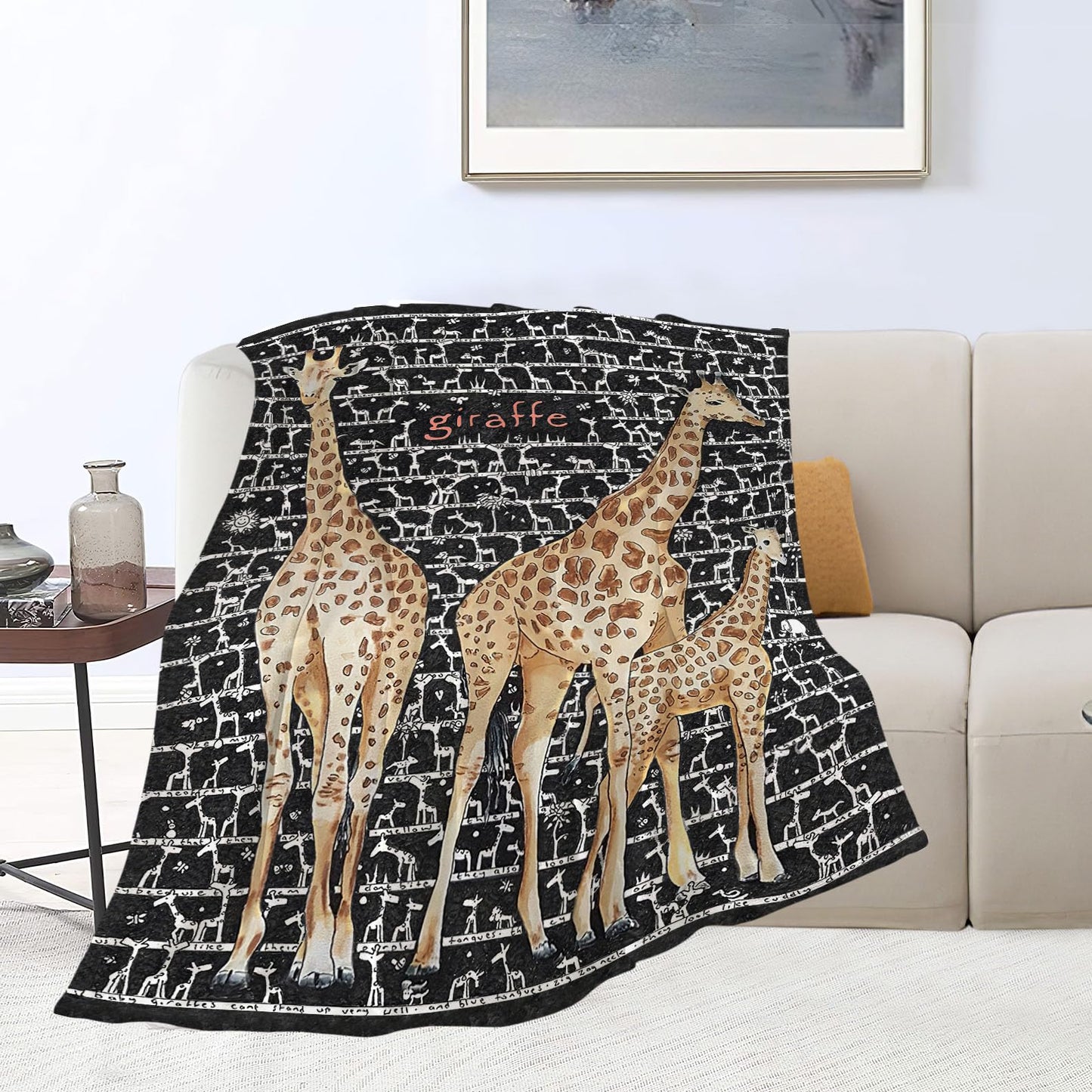Giraffe Throw Blanket - Cozy Fleece Flannel Blanket, Soft Warm Plush, Lightweight, Perfect for Women, Men, Boys, Girls, Adults, Kids, Couch, Sofa, Bed - 40"X50"