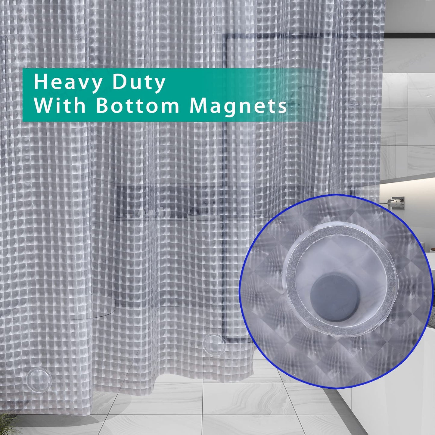 Bostofy Heavyweight 8G Bathroom Shower Stall Curtain Liner, 72' W x 72' H Waterproof, Shower Curtain or Liner for Shower Stall/Bathtub