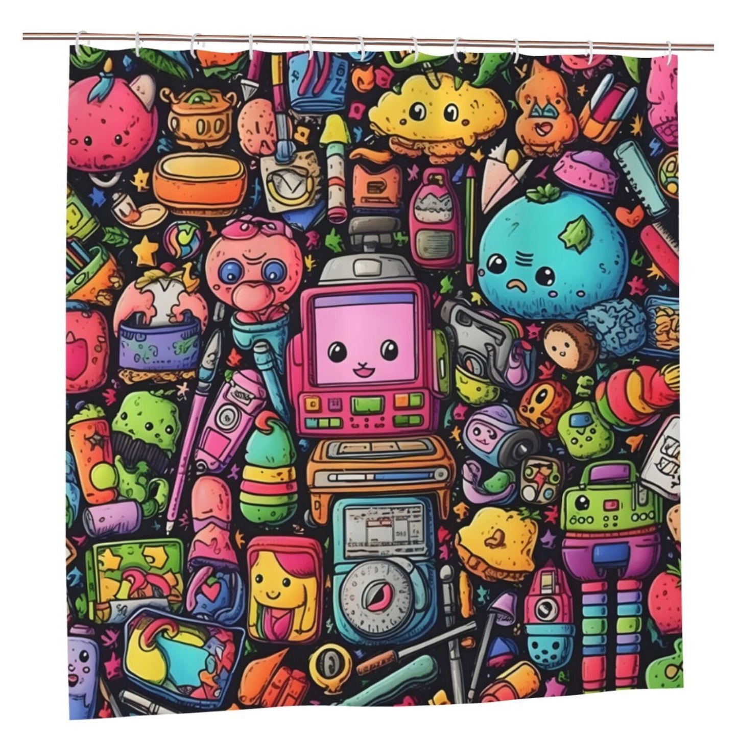 HSYOYO Cartoon Pattern Shower Curtains for Bathroom Waterproof Shower Curtain Set with 12 Plastic Hooks Washable Bathroom Curtain Modern Bathroom Decor 72" W x 72" L
