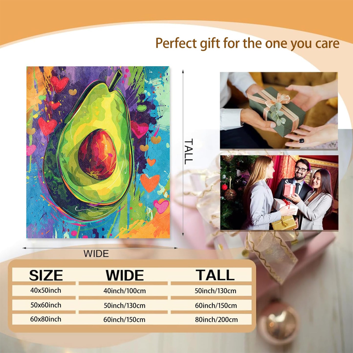 Avocado Theme Blanket Gifts for Women Girls, Soft Warm Lightweight Flannel Throw Blankets for Living Room Home Sofa Travel Decor 50" x 60"