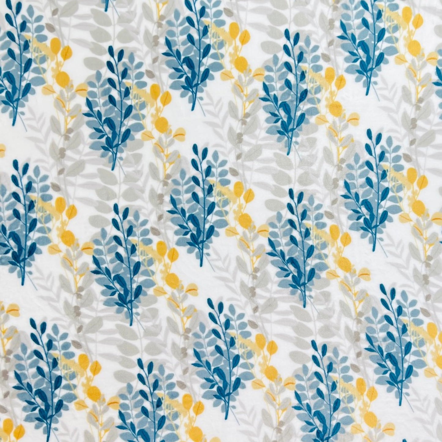 Floral Fleece Throw Blanket: Botanical Velvety Soft, Durable Accent for Bed or Couch Teal and Yellow Leaves, 50 x 70 inches