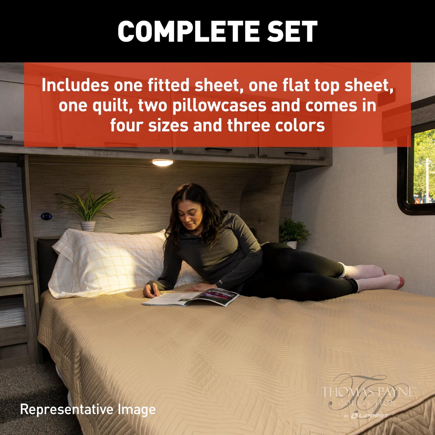 Lippert Easy Zzzs™ RV Bedding Set - Short Queen, Tan Brown