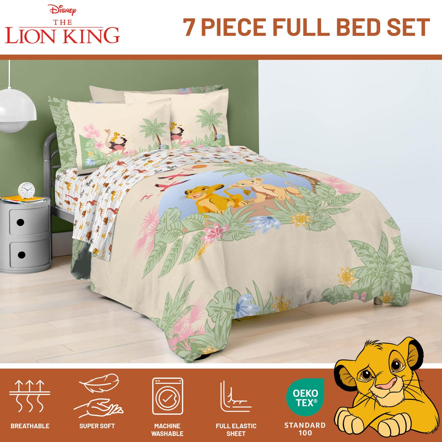 Jay Franco Kids Bed Set, Multi, Lion King, 7 Piece Full