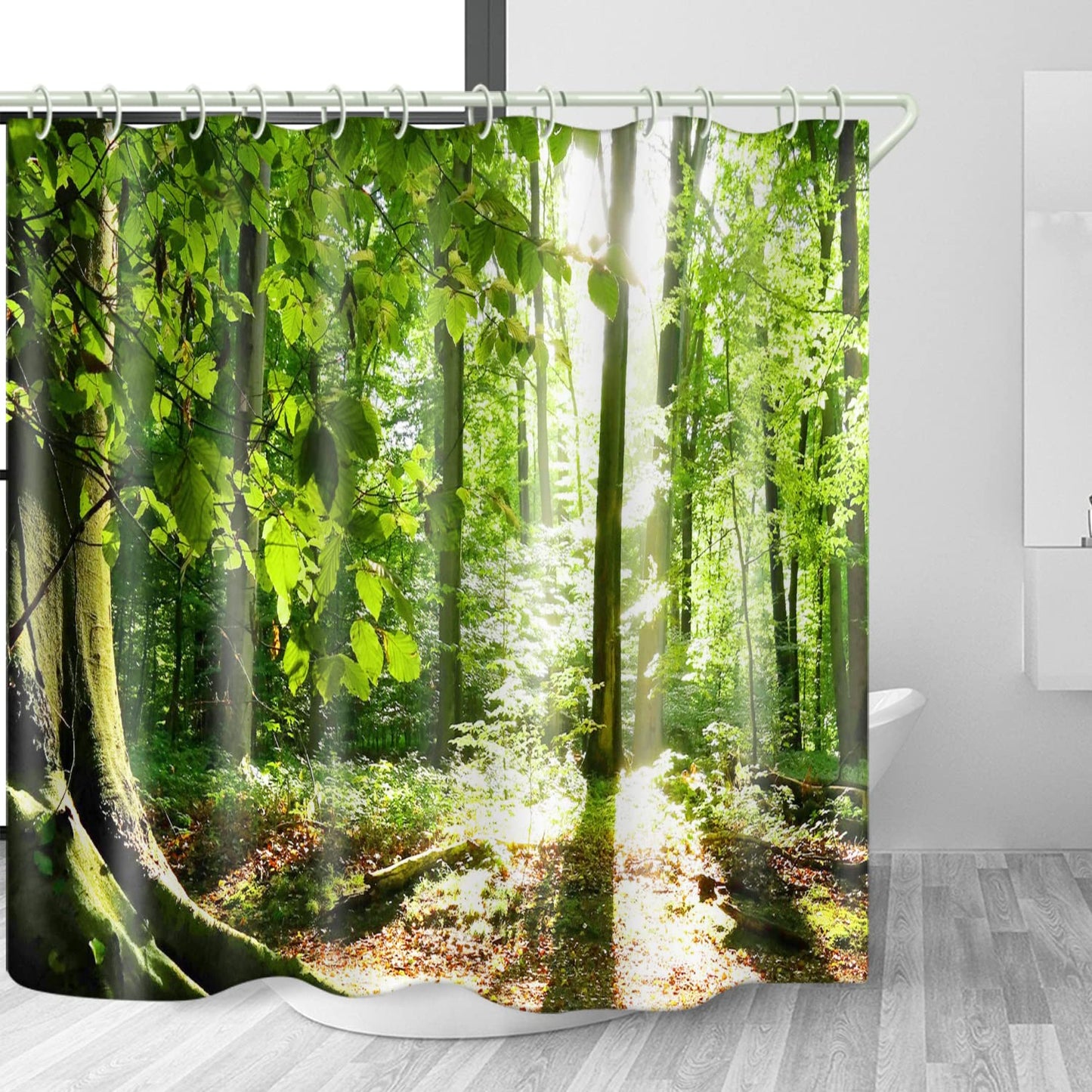 LYFANS Bathroom Uses Tropical Rain Forest 3D Shower Curtain, Bathtub Uses Luxury Standard Shower Curtains 72x72 Inches, Waterproof Washable Fabric Shower Curtain with 12 White Hooks.