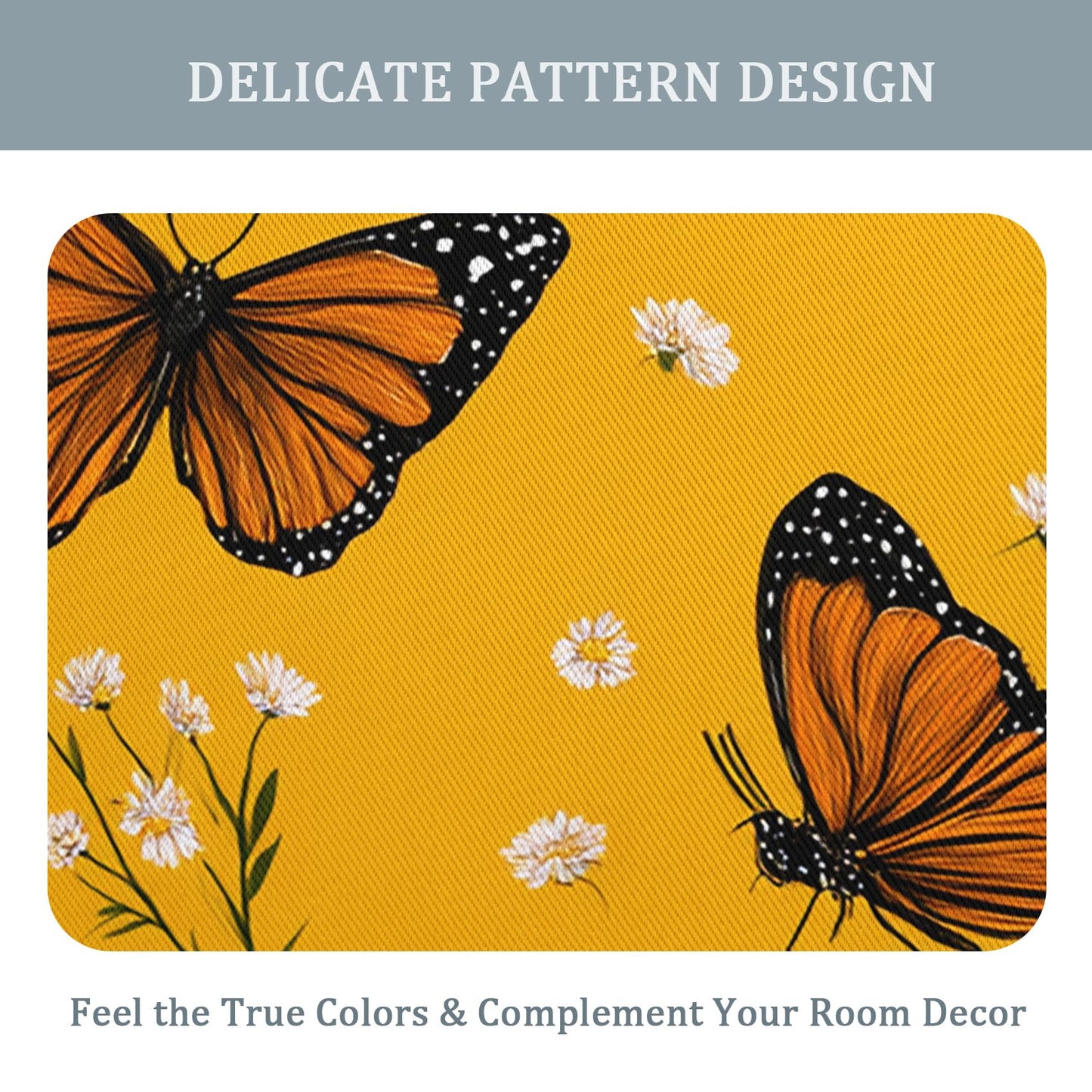 Butterfly Curtains Blackout, 39 Inch - Butterflies Yellow Window Drapes for Home Decor, Kitchen, Bedroom, Butterfly Room Decor, Grommet & Thermal Insulated, 2 Panels AC1122